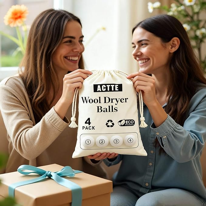 Wool Dryer Balls Laundry, L(2.3") 4 Pack, Premium Fabric Softener Ball, Reusable, Anti Static, Chemical Free Natural Wool Balls for Dryer, Laundry Dryer Balls โ 100% New Zealand Wool