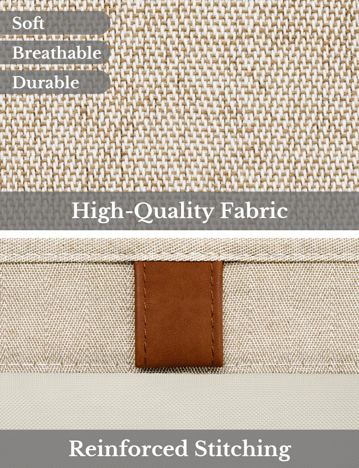 StorageWorks Closet Storage Bins, Large Storage Baskets with Clear Window and Handles, Foldable Fabric Organizer for Clothes, Shelves, Brown and Beige, 3 Pack