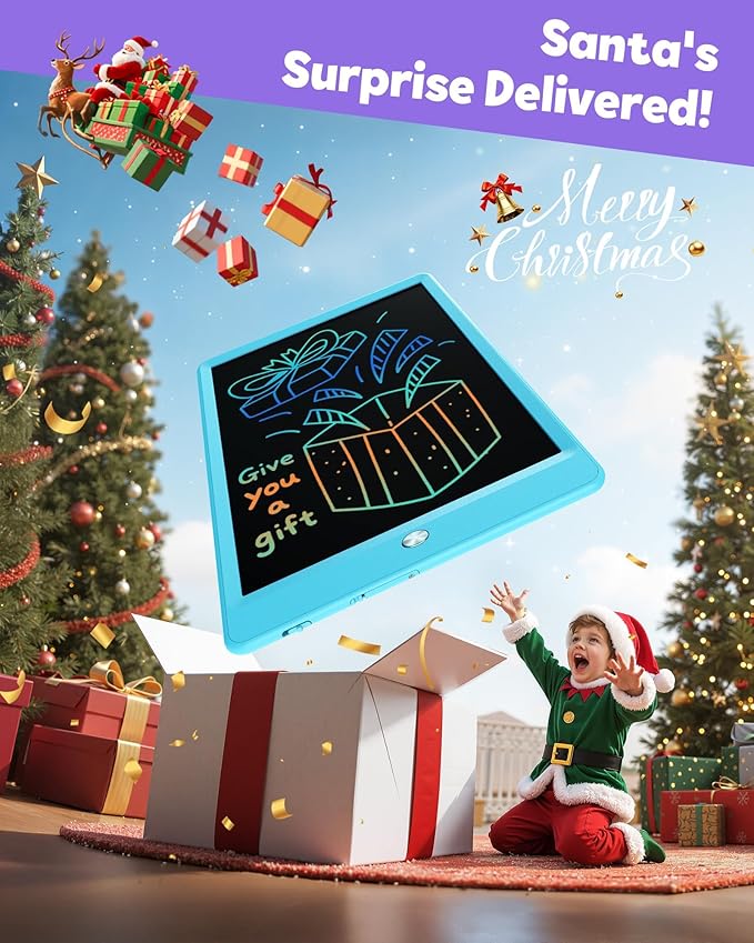 TEKFUN LCD Writing Tablet for Kids, 10-inch Coloring Drawing Pad, Mess Free Doodle Board, Christmas Gifts for Boys and Toddlers, Toys for 3 4 5 6 7 8 Year Old Girls(Blue)