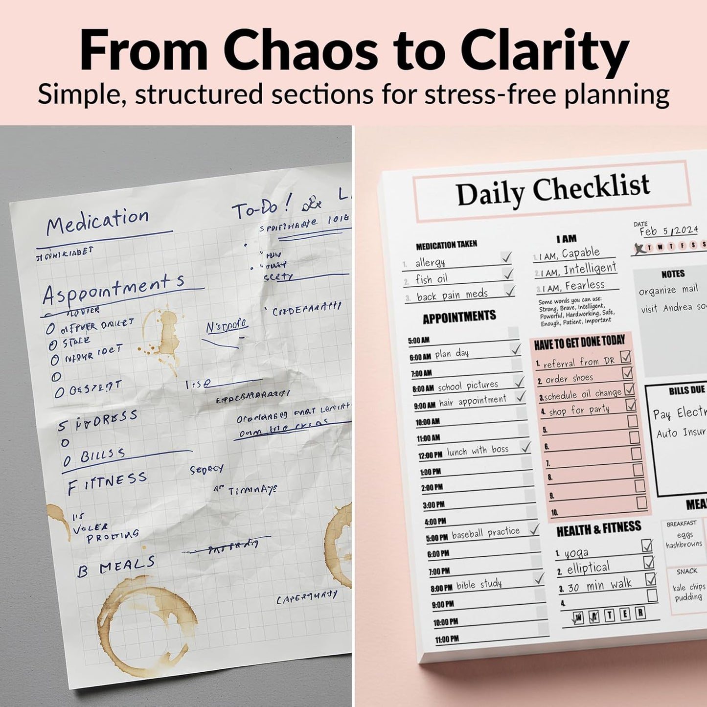 ADHD Planner for Adults & Women - 2026 Productivity Planner & Daily To Do List & Task Notepad, Neurodivergent Tools for Adults, Undated Full Focus Organization Pad with 50 Tear-Off Sheets, 8.5 x 11 Inch