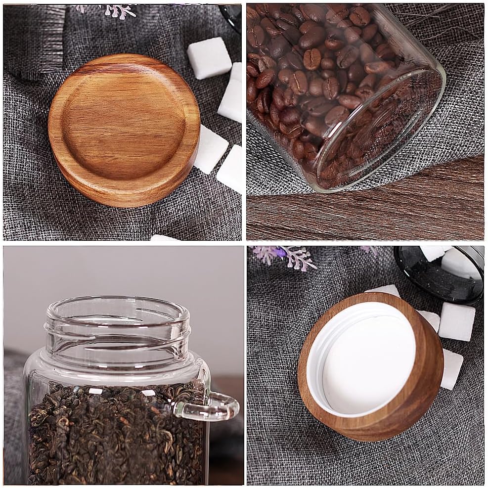 SAIOOL Sugar Jar with Lid and Spoon Set of 2, 16 OZ Tea Canisters for Loose Tea Jars with Screw Mouth, Coffee Container for Ground, Retro Style Truly Airtight