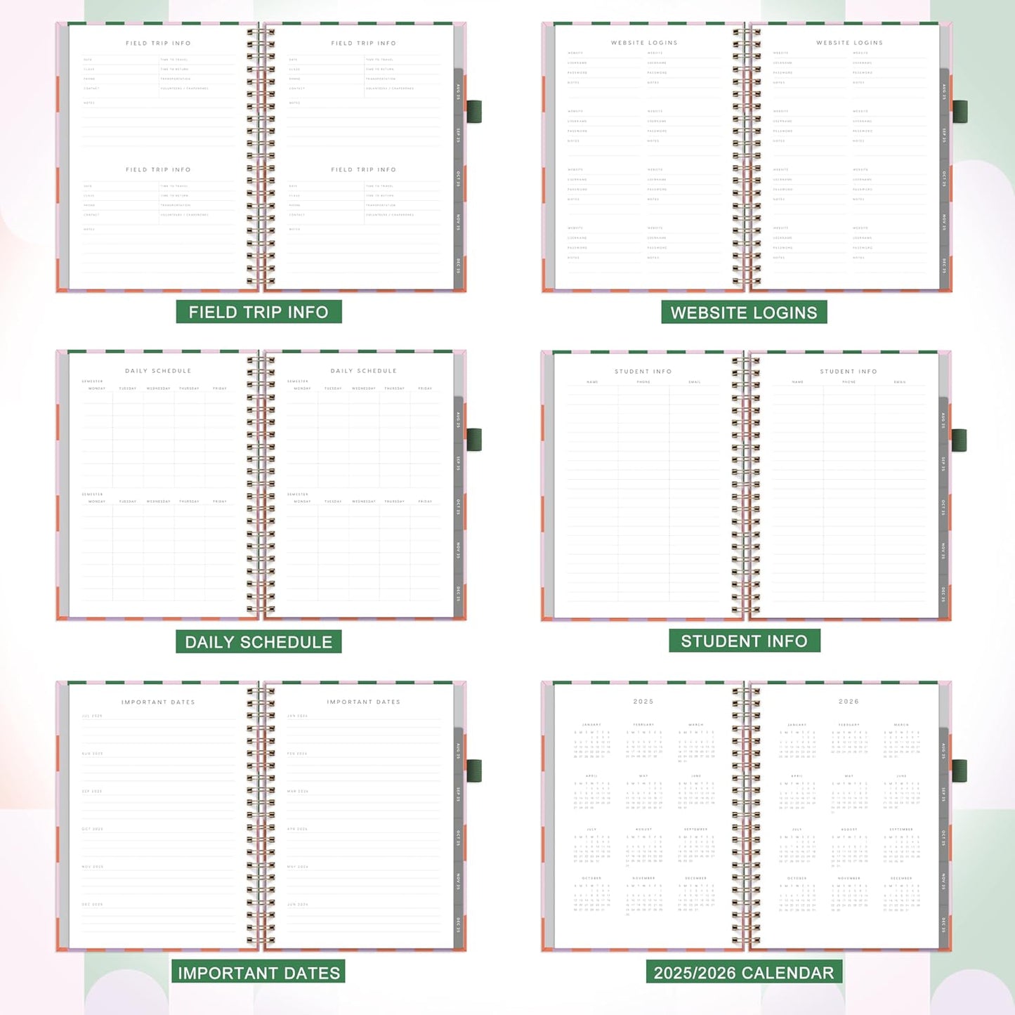 And Per Se Teacher Planner 2025-2026 Academic Year -Teacher Lesson Planner from July 2025 to June 2026, 8.5" x 11", Weekly & Monthly Planning for Teachers with Monthly Tabs, Stickers (Color Block)