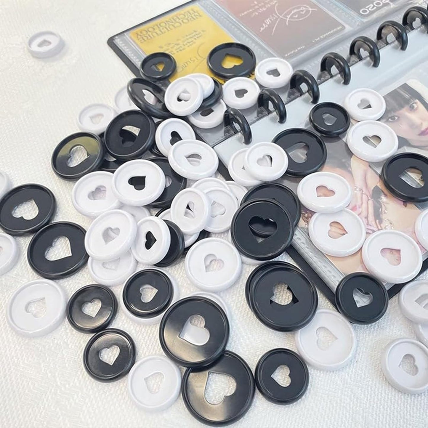 100pcs Planner Expander Discs 0.94Inch Book Binding Disc For Discbound Notebook Accessories Heart Binder Rings(White,0.94inch/24 mm)
