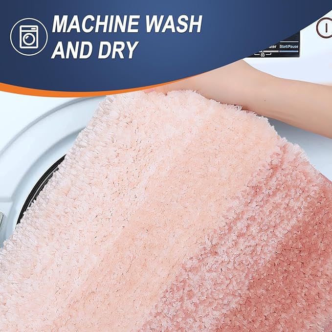 OLANLY Bathroom Rugs Mat 30x20, Extra Soft Absorbent Microfiber Bath Rugs, Rubber Backing, Quick Dry, Machine Washable Bath Mats for Bathroom Floor, Tub and Shower, Home Decor Accessories, Peach