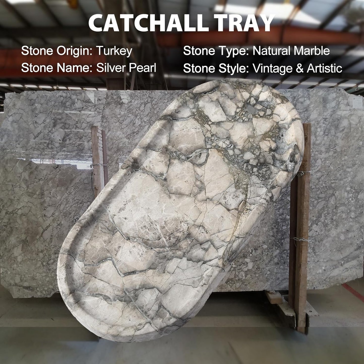 Koville Turkish Natural Travertine Tray, 12"x6" Vanity Decorative Tray for Countertop Organizer, Catchall Tray for Perfume, Candles, Jewelry Dish