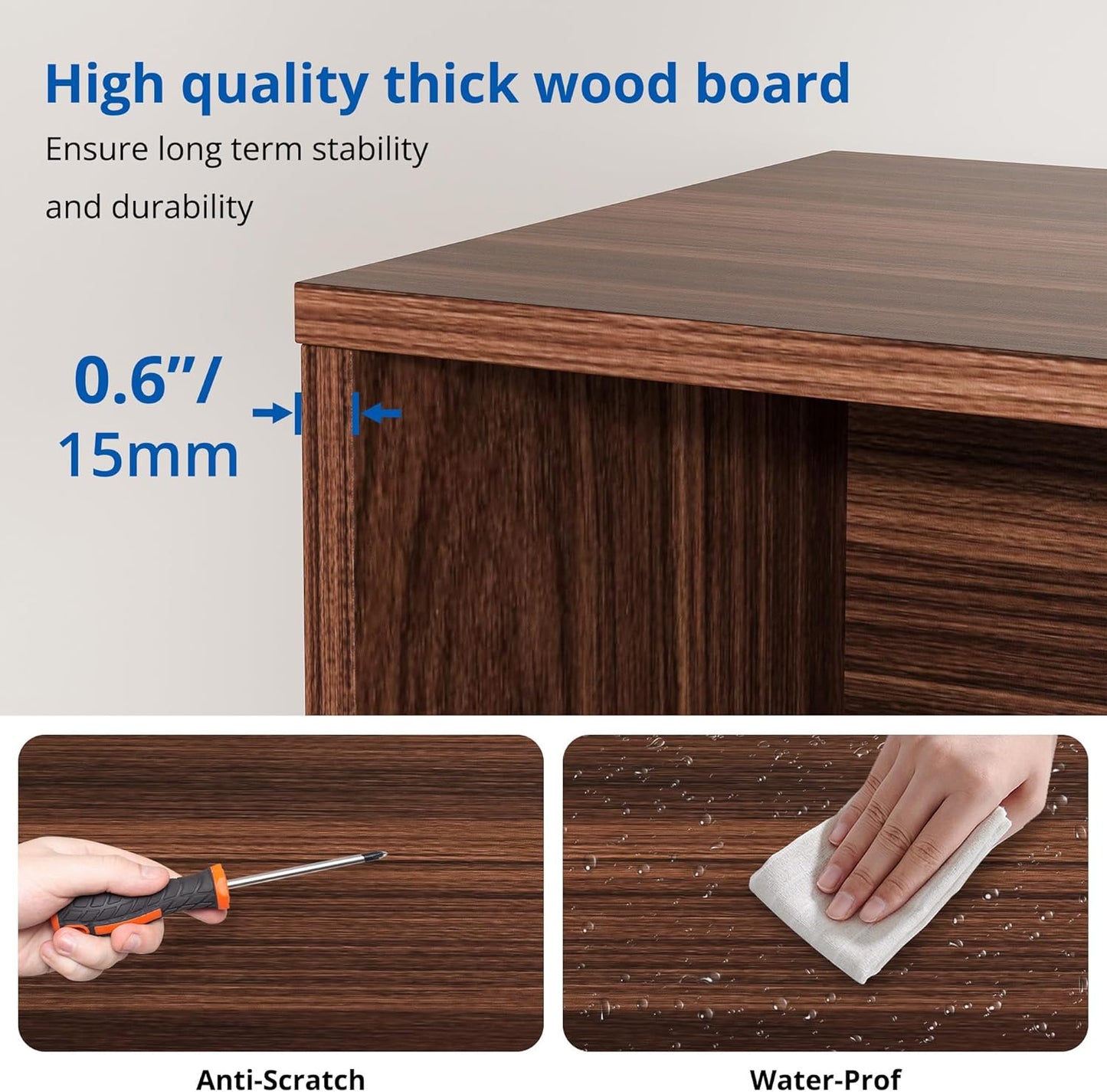 Cozy Castle Brown Wood Bookcase,12 Cube Storage Organizer Bookshelf with 4 Doors,3 Tier Storage Cabinet with Adjustable Shelves for Bedroom, Living Room, Office