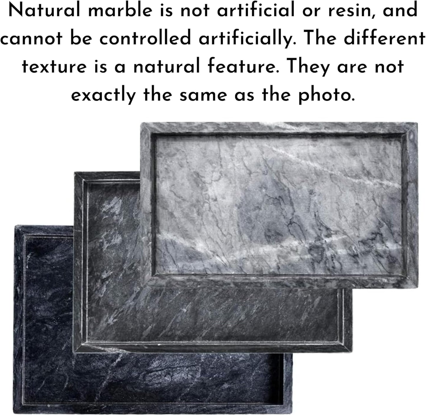 Natural Black Marble Tray for Bathroom | Kitchen | Vanity | Desktop, Stone Organizer for Coffee Table, Dresser, Nightstand, Candles, Soap, Towel, Plant, Jewelry (10" x 6"), Rectangular