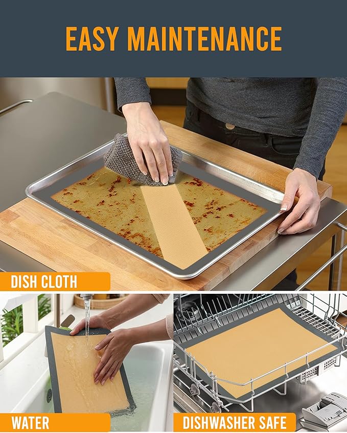 Silicone Baking Mat, Reusable Silicone Baking Sheet Liner for Oven for Bread, Dough, Macaron, Cookie Cooking Liners for Kitchen Counter Bakery Supplies (Baking Mat, 3 Half Sheets)