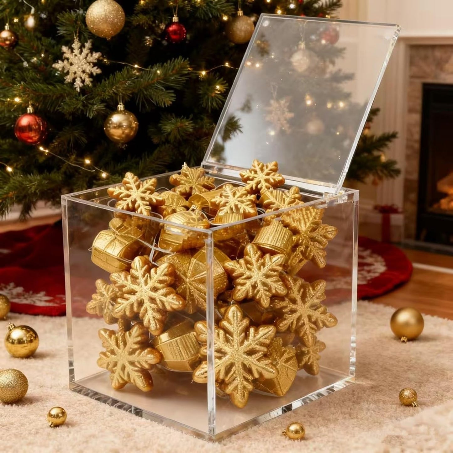 KissYou Acrylic Box Clear Storage Contanier with Lid Acrylic Hinged Lid Box Coffee Pod Holder Graduation Candy Gift Box Transparent Display Case