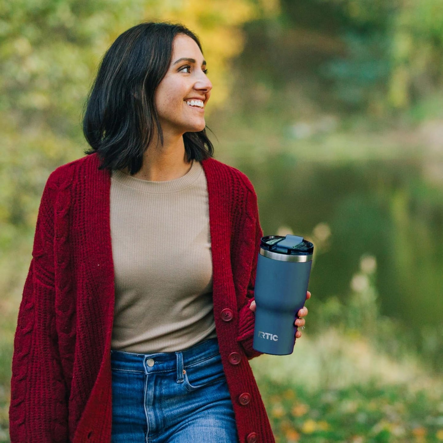 RTIC 30oz Essential Tumbler with Lid, Ceramic Lined, Insulated, Stainless Steel, Metal, Double Wall Vacuum-Insulation, Travel Cup for Iced Coffee, Tea, Hot and Cold Drink, Fresh Mint