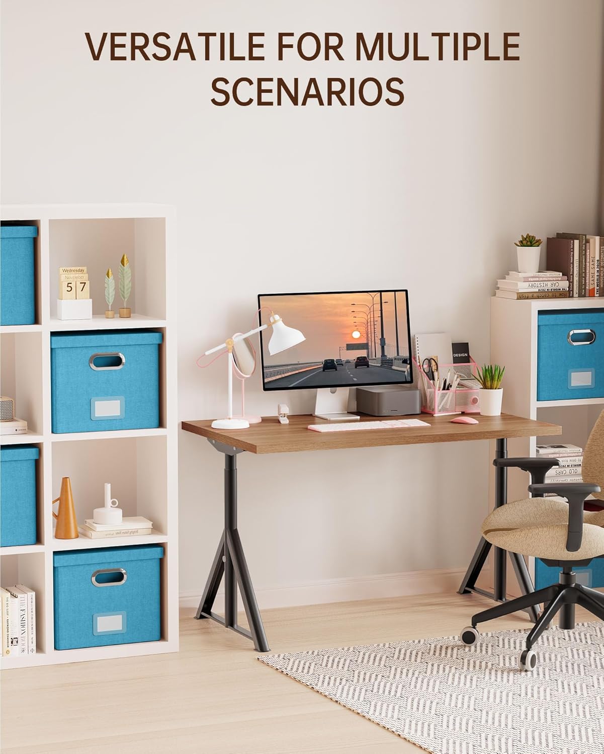 2 Pack File Storage Organizer, Document Organizer, Portable File Box with Lid, Fit for Letter/Legal File Folder Storage,Calamine Blue+Cobalt Green,Box only