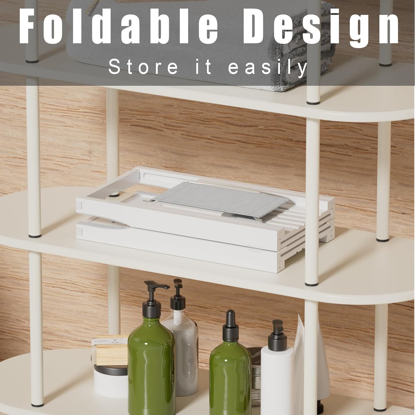 Foldable Bathtub Caddy Tray for Tub,Bamboo Expandable Bath Table Trays,Premium Bathroom Accessories for New Home & Mothers Day & Birthday Gifts for Couples,White