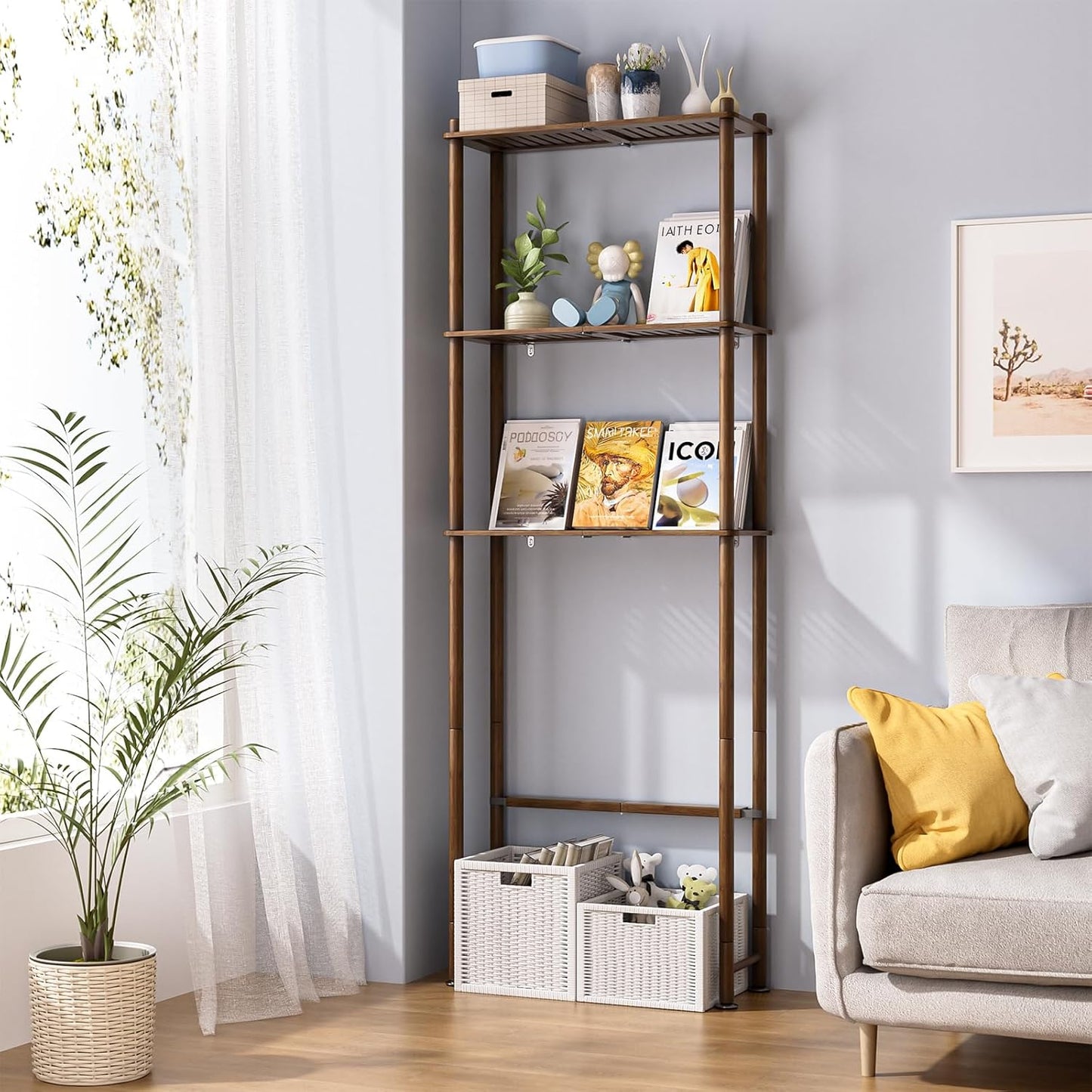 AmazerBath Bamboo Over The Toilet Storage Shelf, Over Toilet Bathroom Organizer Rack, 3-Tier Bathroom Shelves Over Toilet, Space Saver, Walnut Brown