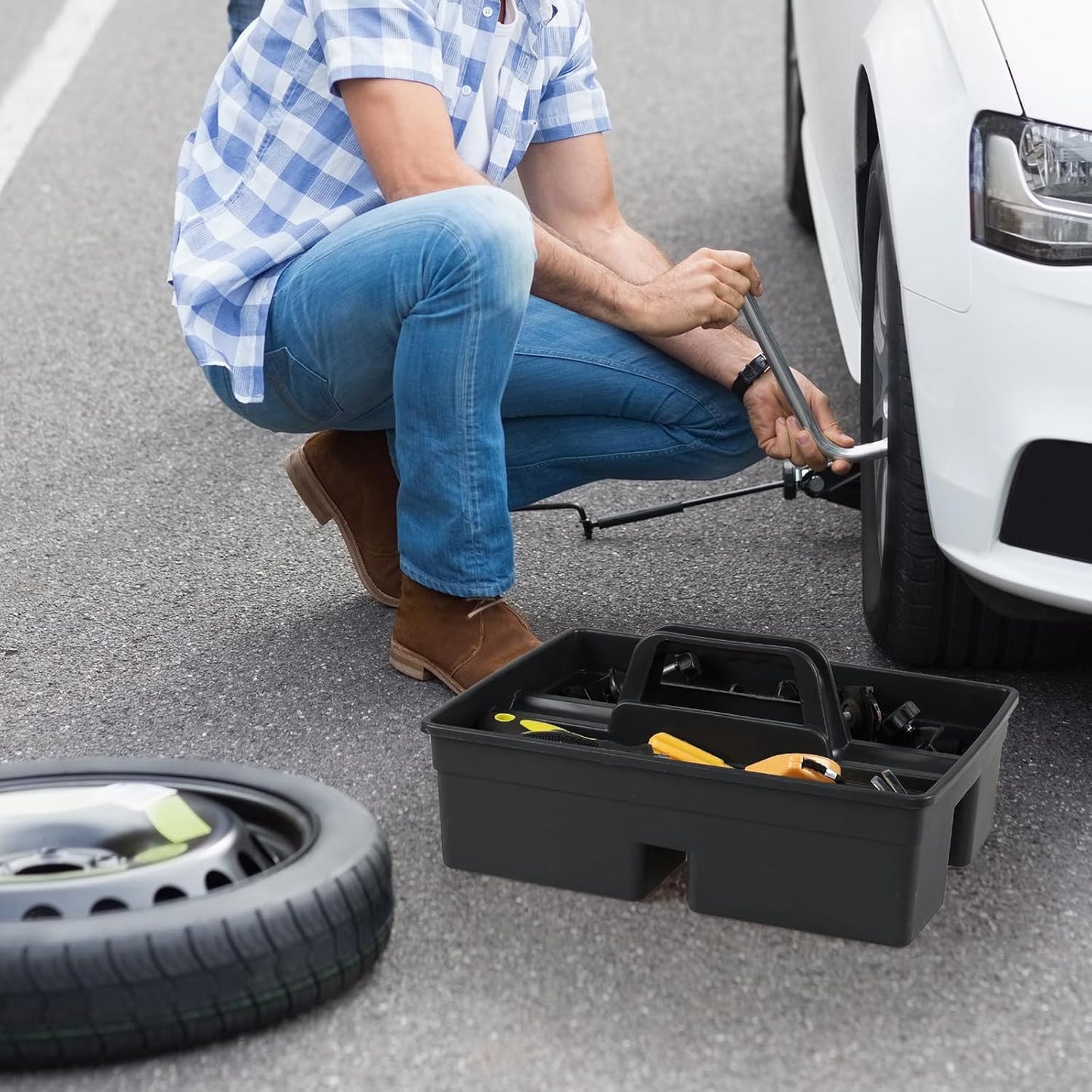 6 Packs Plastic Cleaning Supplies Storage Caddy with Handle, 3-Compartment Portable Shower Basket Tote