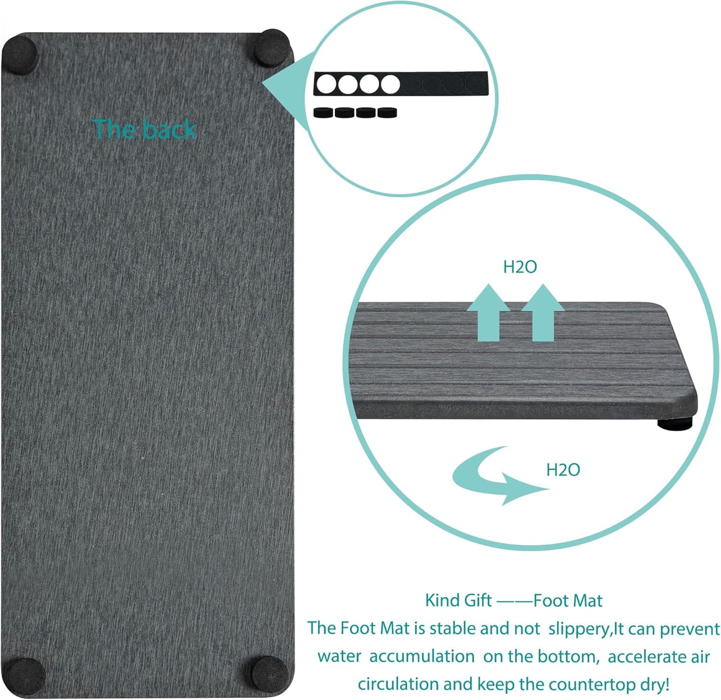 2 PCS Fast-Drying Sink Stone Tray, 12" x 5.5" Super Absorbent Diatomite Coasters, Grooved Design, Water Absorbing Stone Used for Hand Soaps & Plants & Toiletries in The Modern Home