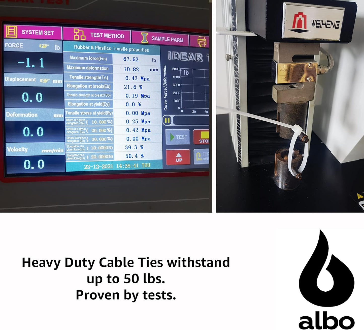 ALBO Zip Ties White 12 Inch 1000 Pack 50 lb, Long Plastic Cable Ties Thick 0.19 Inch Tie Wraps Heavy Duty UV Resistant Nylon Wire Ties for Indoor and Outdoor