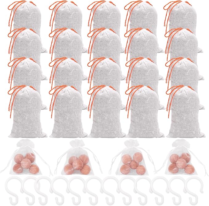 Homode Cedar Blocks for Clothes Storage, Cedar Balls and Cedar Chips for Closets and Drawers, Scented Cedar Sachets Bags Closet Air Freshener, 24 Pack