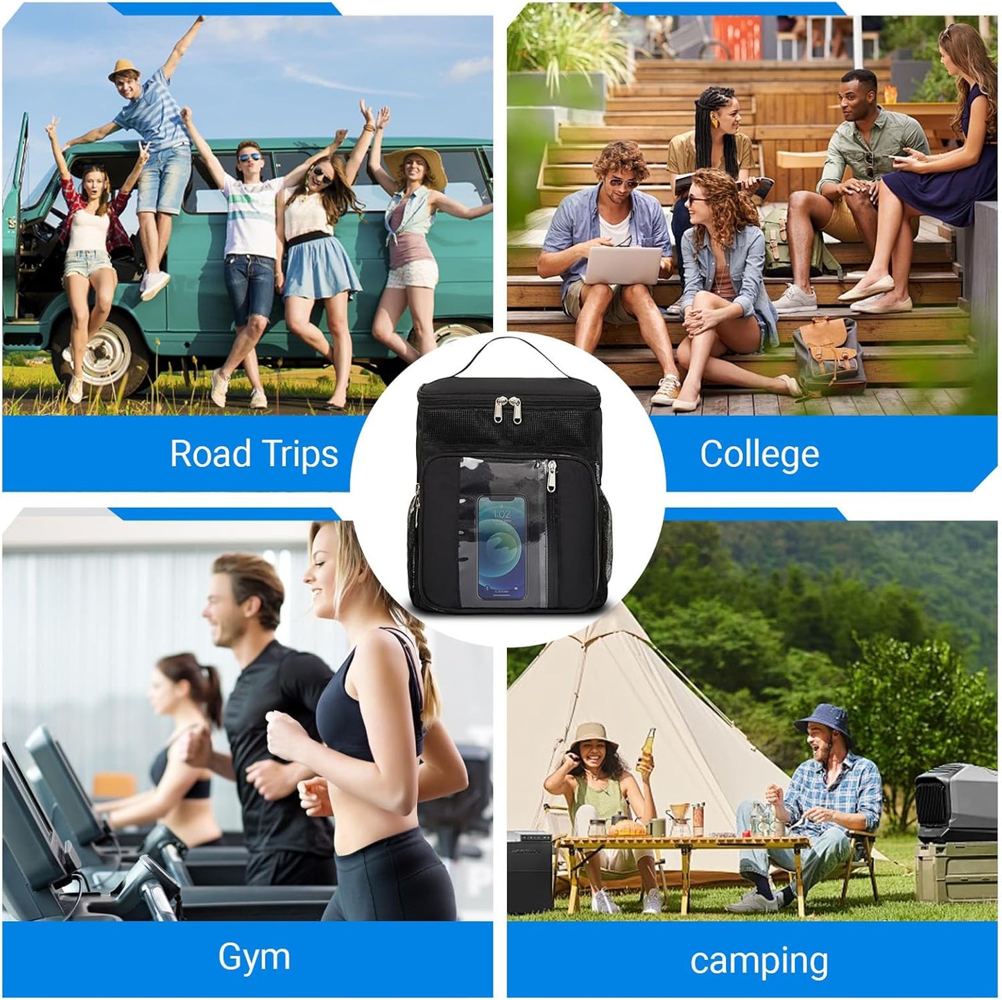 Portable Shower Caddy Organizer, 10.24x6.3x10.24 inches, Quick-Dry Mesh Design, Multiple Pockets, Black