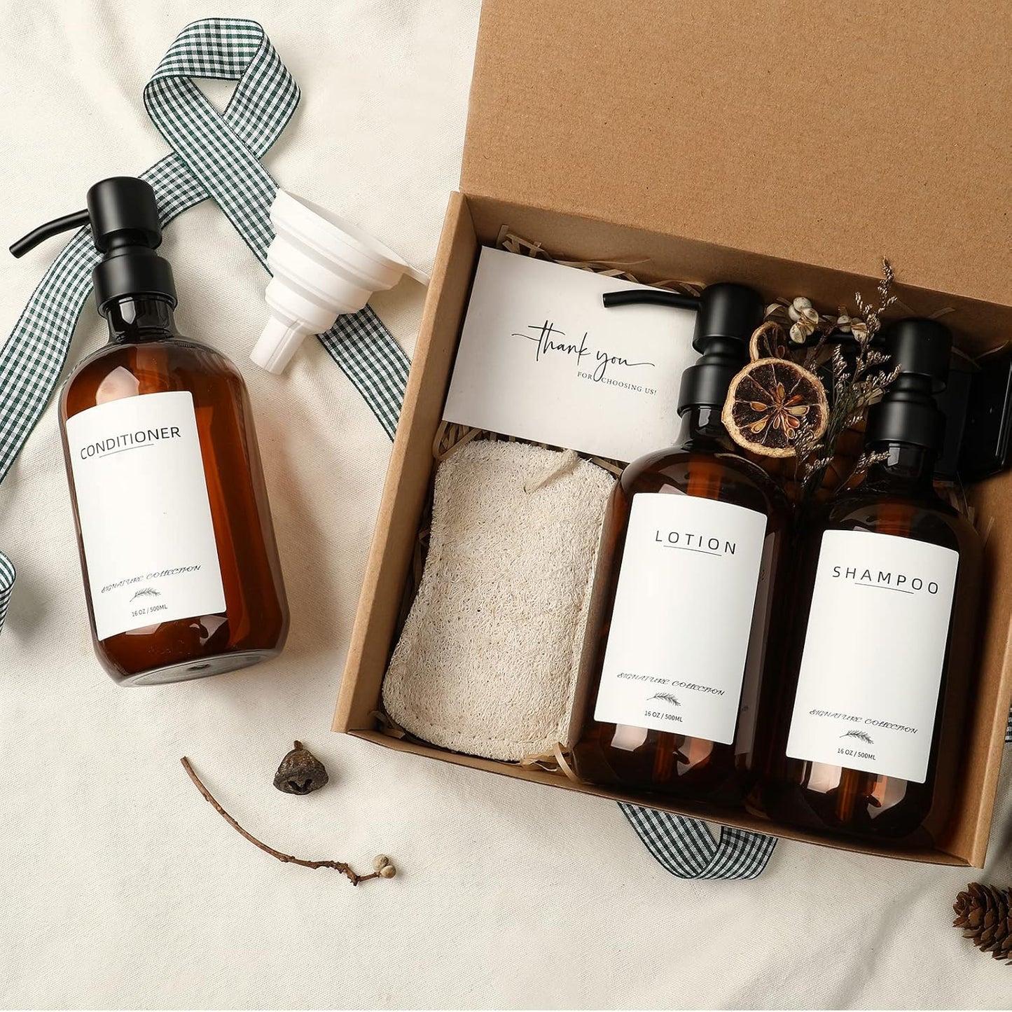 Shampoo Dispenser for Shower Wall Mount, No Drill Shampoo and Conditioner Dispenser with Matte Pump and Waterproof Labels, Shower Soap Dispenser Wall Mounted for Home Bathroom - Amber