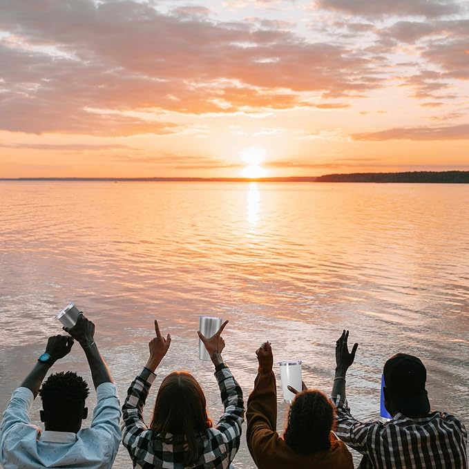 20 oz Tumbler Coffee Travel Tumblers Bulk with Lid Stainless Steel Double Wall Vacuum Insulated Mug Powder Coated Cups fit Car Cupholder for Hot and Cold - Grey, 8Pack