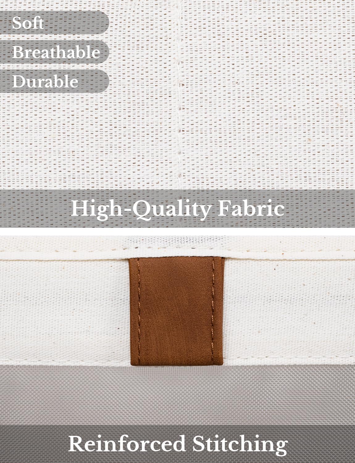 StorageWorks Closet Storage Bins, Large Storage Baskets with Clear Window and Handles, Foldable Fabric Organizer for Clothes, Shelves, Beige, 3 Pack