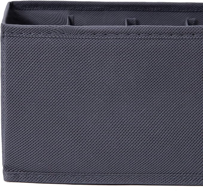 Qozary 3 Pack Sock Underwear Drawer Organizer Dividers, Non-Woven Fabric Collapsible Cabinet Closet Storage Boxes for Clothes, Socks, Lingerie, Underwear, Tie, Belt, Baby, Bedroom (Gray, 8 Cells)