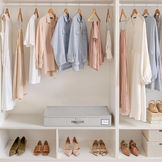 GRANNY SAYS Under Bed Storage, Underbed Organizer with Zipper Lid for Bedroom, Grey Clothing Storage Bins for Blankets, Clothes, Shoes, 2 Pack