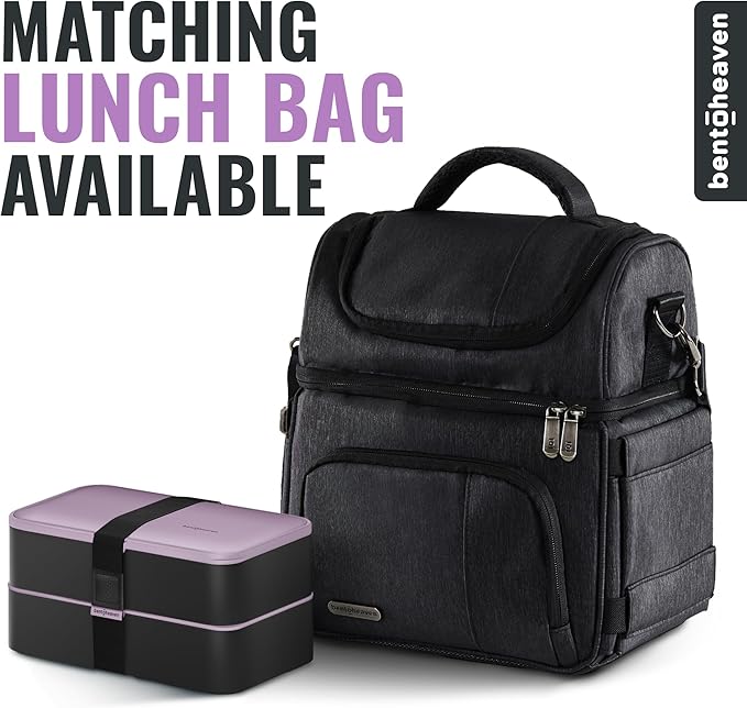 Bentoheaven Premium Bento Box Adult Lunch Box with Compartments for Women & Men, Set of Utensil & Chopsticks & Dip Container, Cute Japanese Kids Bento Lunch Box, Microwavable (Violet Me Go)