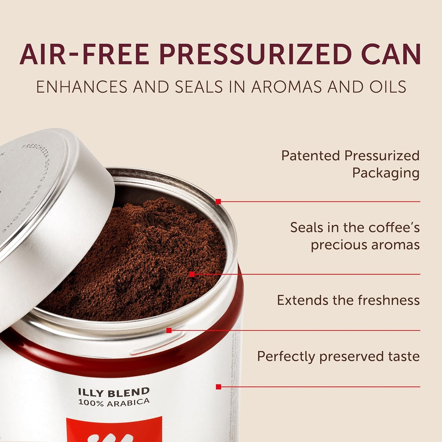Illy Ground Espresso Coffee, Intenso Bold Roast - Bold & Flavorful - 100% Arabica - Pre-Ground for Espresso - Pressurized Packaging Sealed for Freshness - 8.8oz - (Pack of 12)