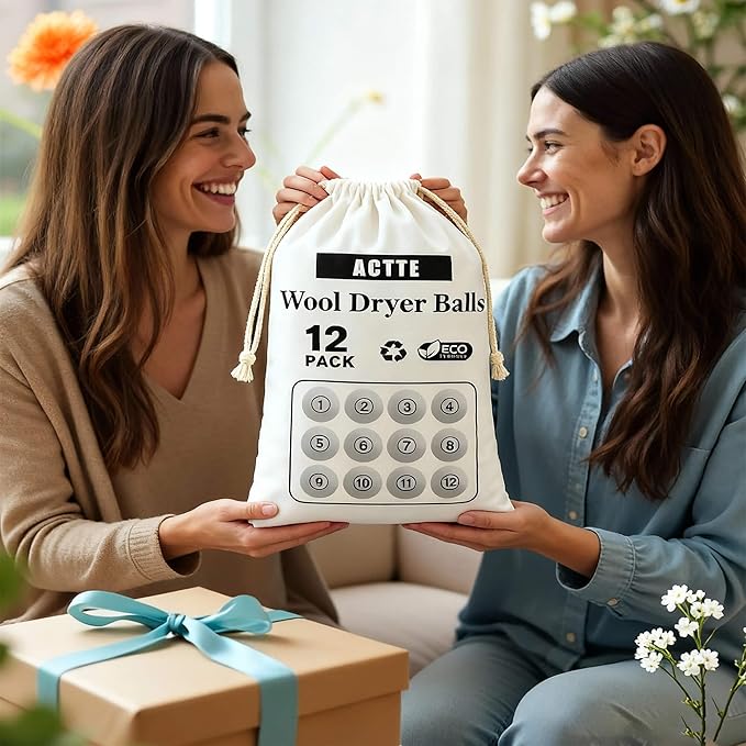 Wool Dryer Balls Laundry, XXL(3.1") 12 Pack, Premium Fabric Softener Ball, Reusable, Anti Static, Chemical Free Natural Wool Balls for Dryer, Laundry Dryer Balls โ 100% New Zealand Wool