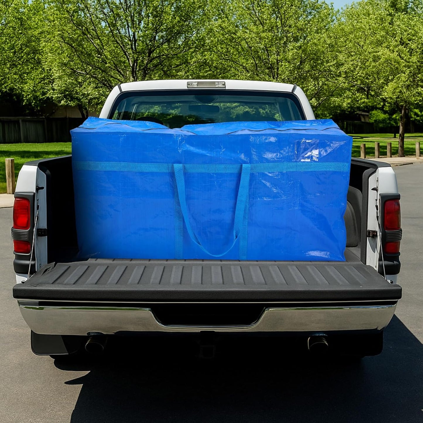 4 Pcs 96 Gallon Large Moving Bags with Zipper and Handles Foldable Storage Duffle Bags Heavy Duty Extra Large Totes for College Dorm Travel Clothes Blankets Bedding Moving (Blue)