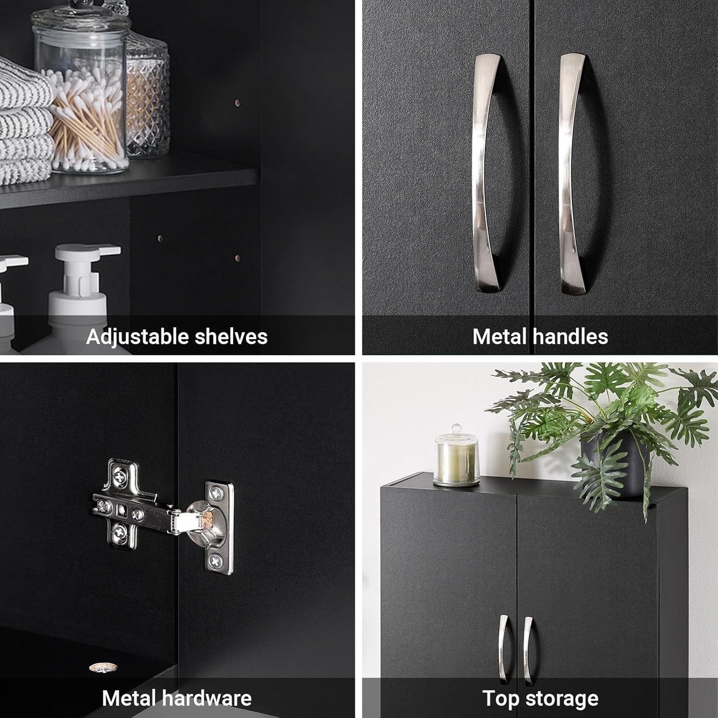 SoBuy Black Bathroom Wall Cabinet, Over The Toilet Storage Cabinet, Small Wall Mounted Medicine Cabinet with Adjustable Shelf, Narrow Floating Cabinet for Laundry Room Kitchen Entryway, BZR200-T-SCH