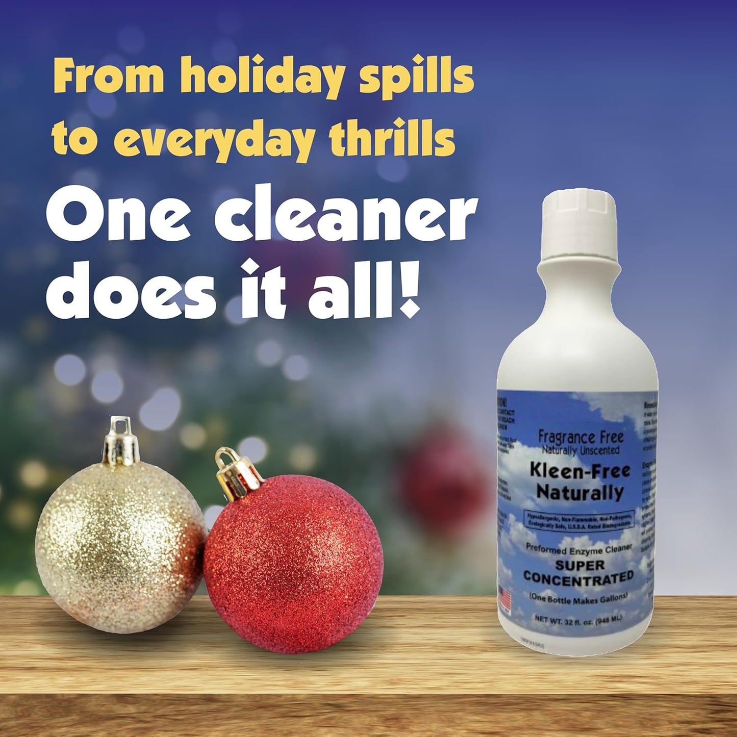 Naturally Unscented Concentrate 32 fl oz Enzyme Cleaner, Enzyme Solution and Multi-Purpose Cleaner, Laundry Additive and More