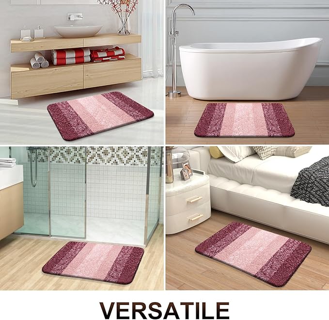 OLANLY Bathroom Runner Rugs 47x24, Extra Soft Absorbent Microfiber Bath Rugs, Rubber Backing, Quick Dry, Machine Washable Bath Mats for Bathroom Floor, Tub and Shower, Home Decor Accessories, Red