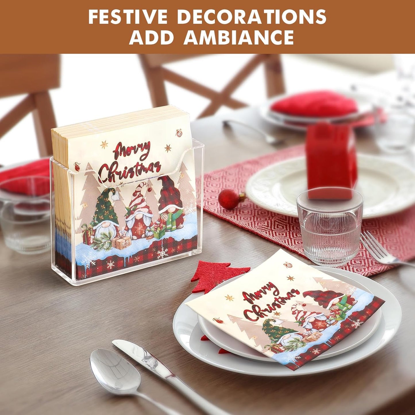 Acrylic Napkin Holder for Table, Clear Plastic Vertical Napkins Holders, Modern Square Paper Napkin Holders for Kitchen, Dinner Table Guest Napkin Holder for Home, Hotel, Restaurant, Bar