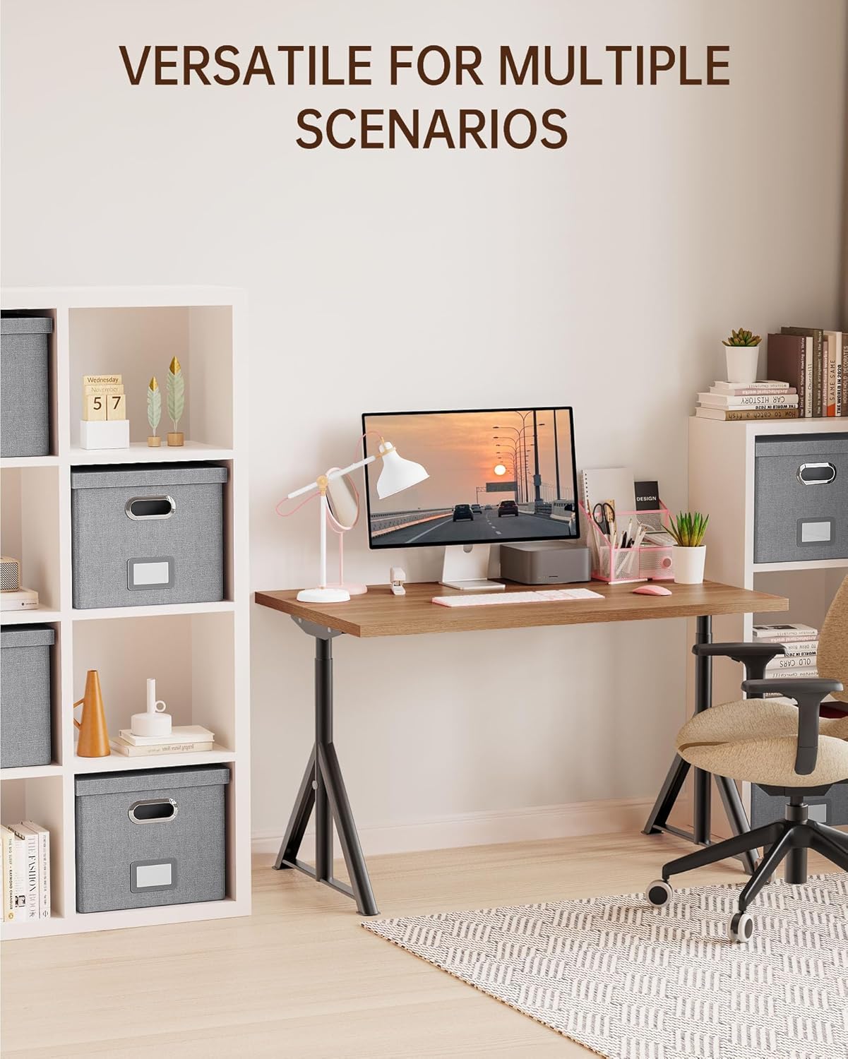 Oterri File Organizer, File Box, File Cabinet for Letter File Folder Storage, Hanging File Organizer for Office/Decor/Home,Document Organizer, 1 Pack,Gray-Box Only