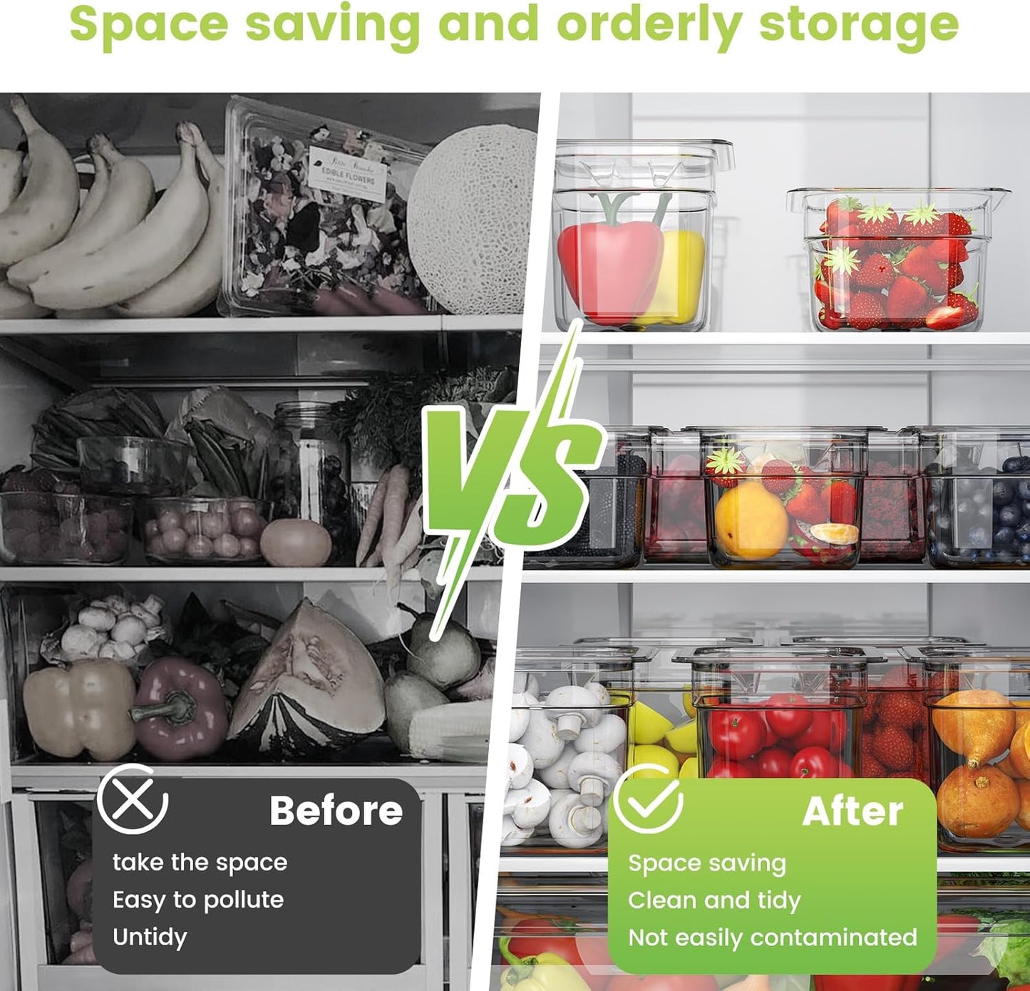 Plastic Clear Food Pan 1/6 Size Stackable Polycarbonate Pan with Capacity Indicator Restaurant Commercial Hotel Pans for Fruits Vegetables Beans Corns (12 PCS, 6'' Deep)