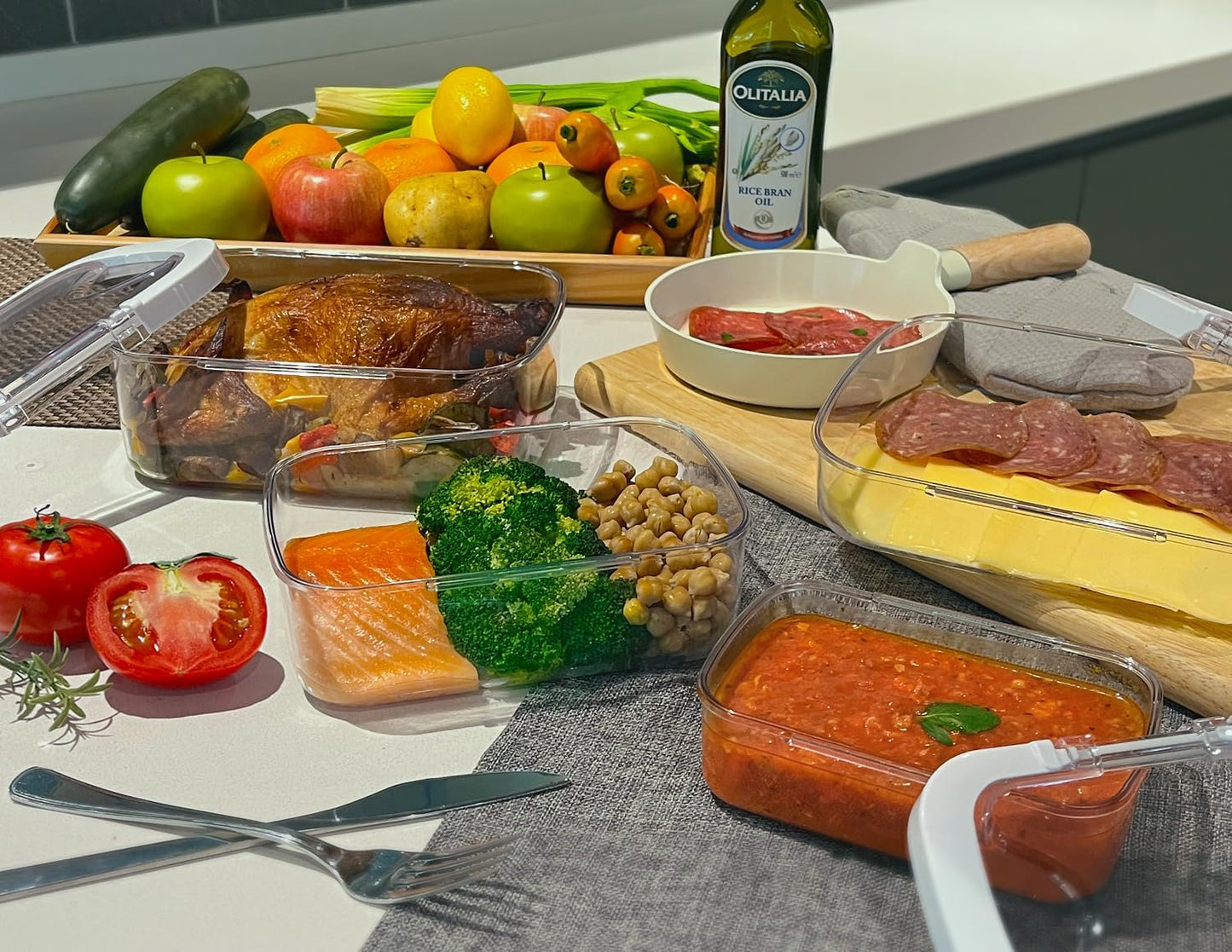 Felli Duo Loc Tritan Containers for Reheating Microwave Safe Box, Airtight Food Storage for Fridge Freezer, On The Go Lunch Container for Adults for Weekly Meal Plan Picnic Travel (6pk)