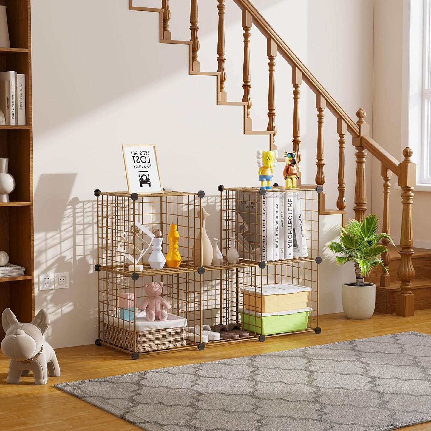 C&AHOME Wire Cube Storage, 6 - Cube Organizer Metal C Grids, Modular Shelves Units, Closet Organizer, Ideal for Home, Office, Living Room, 36.6”L x 12.4”W 36.6”H, Brown UWCS3006R