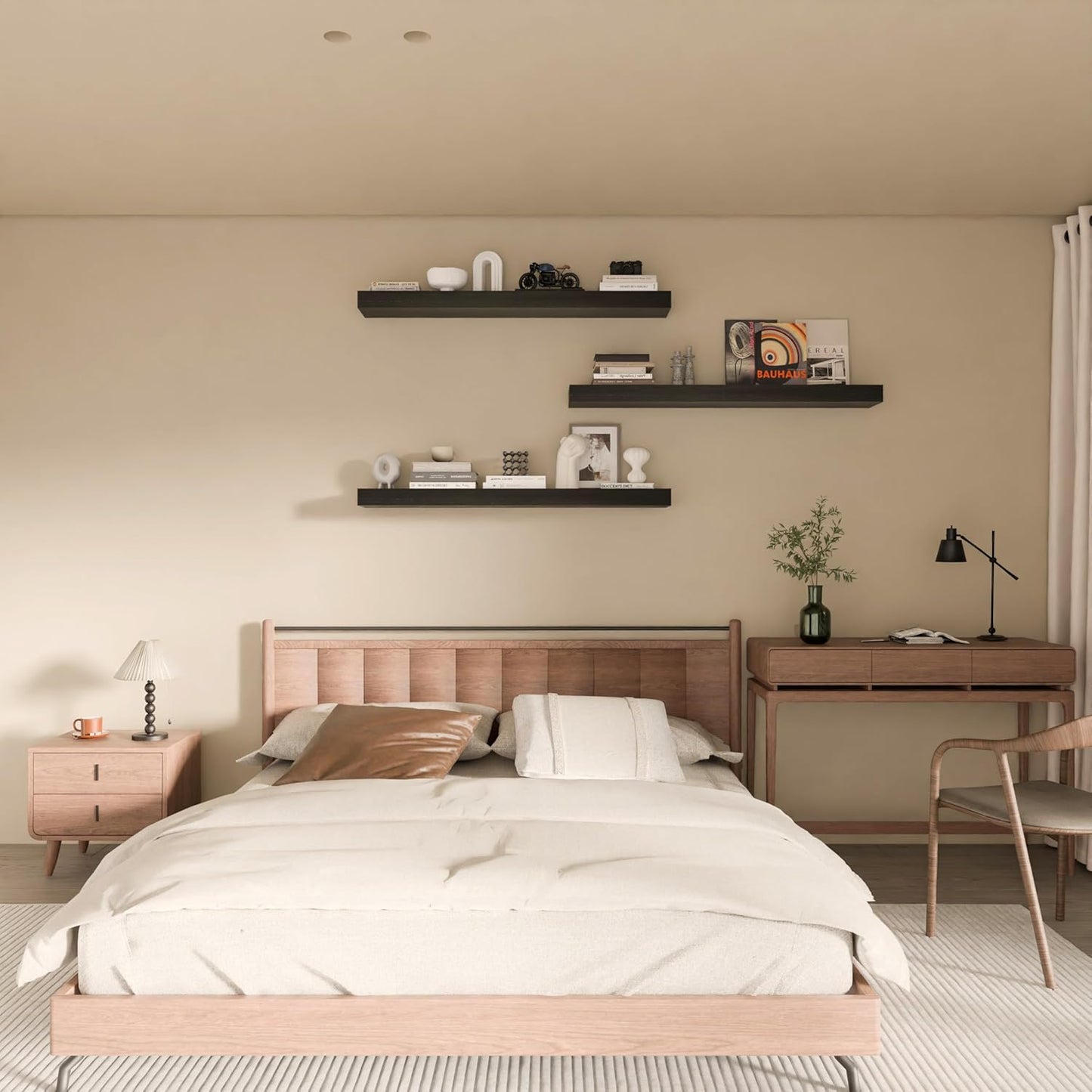 Floating Shelves for Wall, 36 Inch Extra Long Black Wall Shelves, Set of 3, Hanging Invisible Brackets Floating Shelves for Living Room,Bedroom,and Kitchen