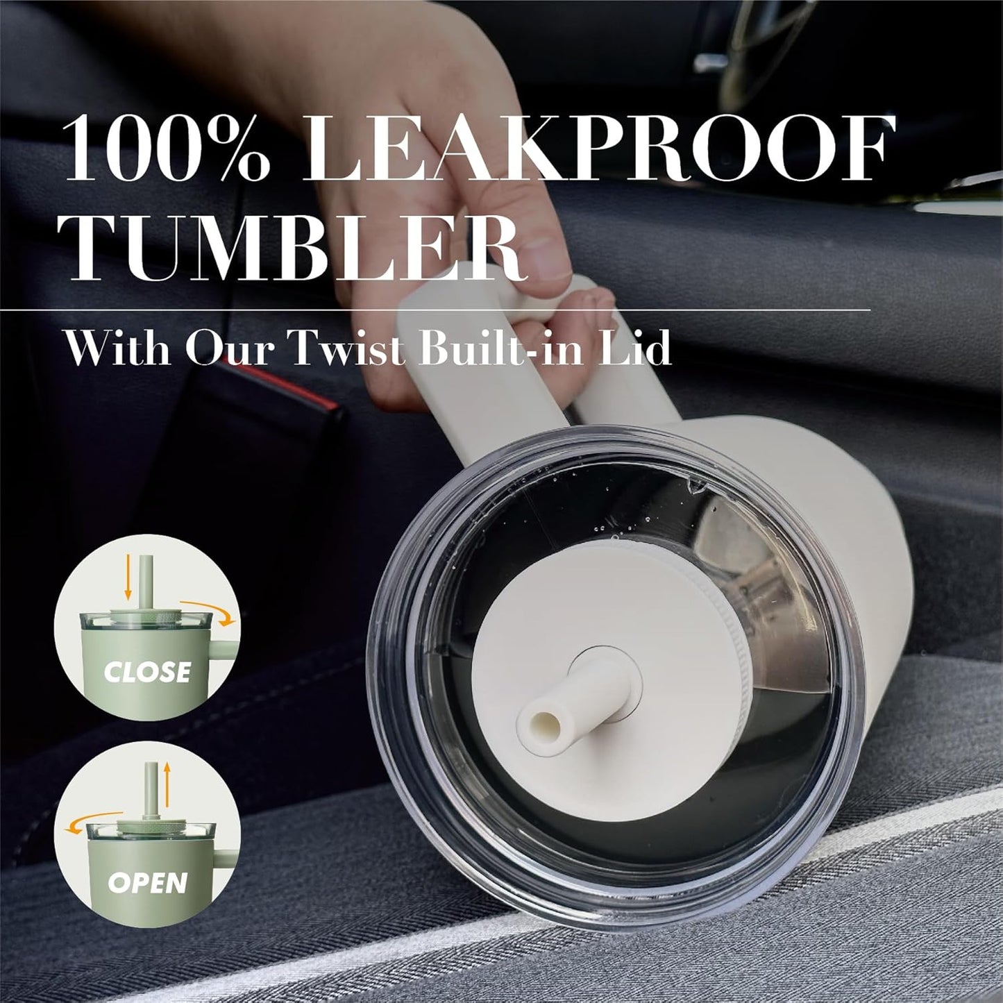 OOD OniVerso 40 oz Stainless Steel Insulated Tumbler with Handle and Straw, Iced Coffee Cup Holder for Disposable Cups, Leak Proof Tumbler, Downtown Blush (Light Pink)