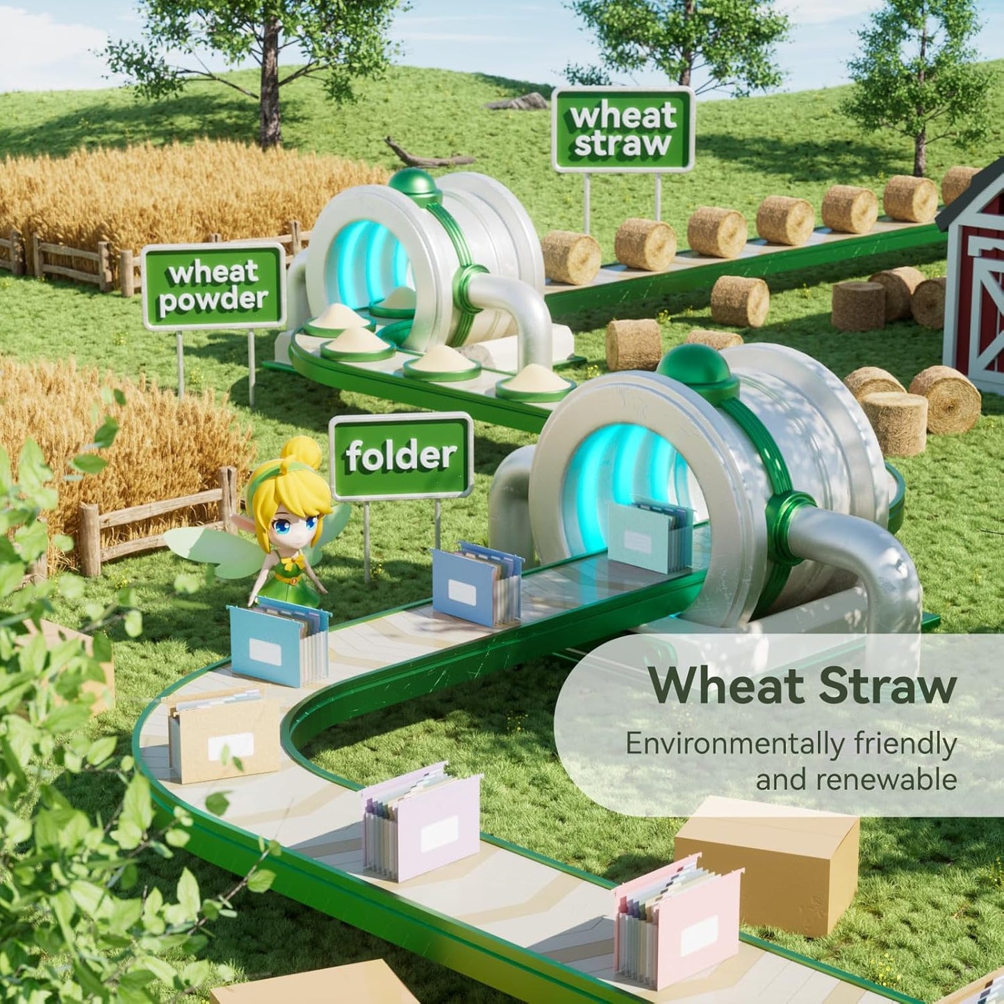 Wheat Straw Expanding Hanging File Folders, File Organizer, 1.2" Accordion Pockets, Large Capacity, Letter Size for Filing Cabinet, 100% BPA Free, Return to Nature, Healthy Living-Pink