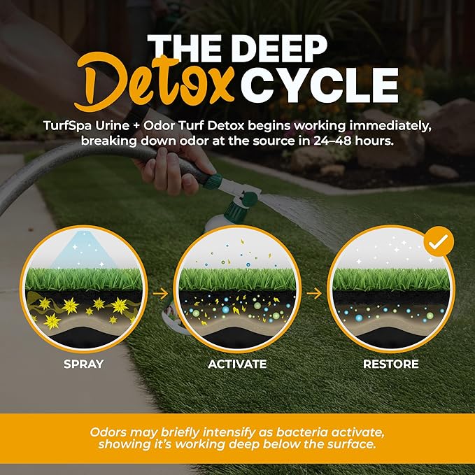 Urine & Odor Turf Detox: 32 oz Mango Scented Professional Enzyme Cleaner & Odor Eliminator for Artificial Grass, Turf, Concrete & Patios, Pet Urine Enzymatic Cleaner for Dogs & Cats