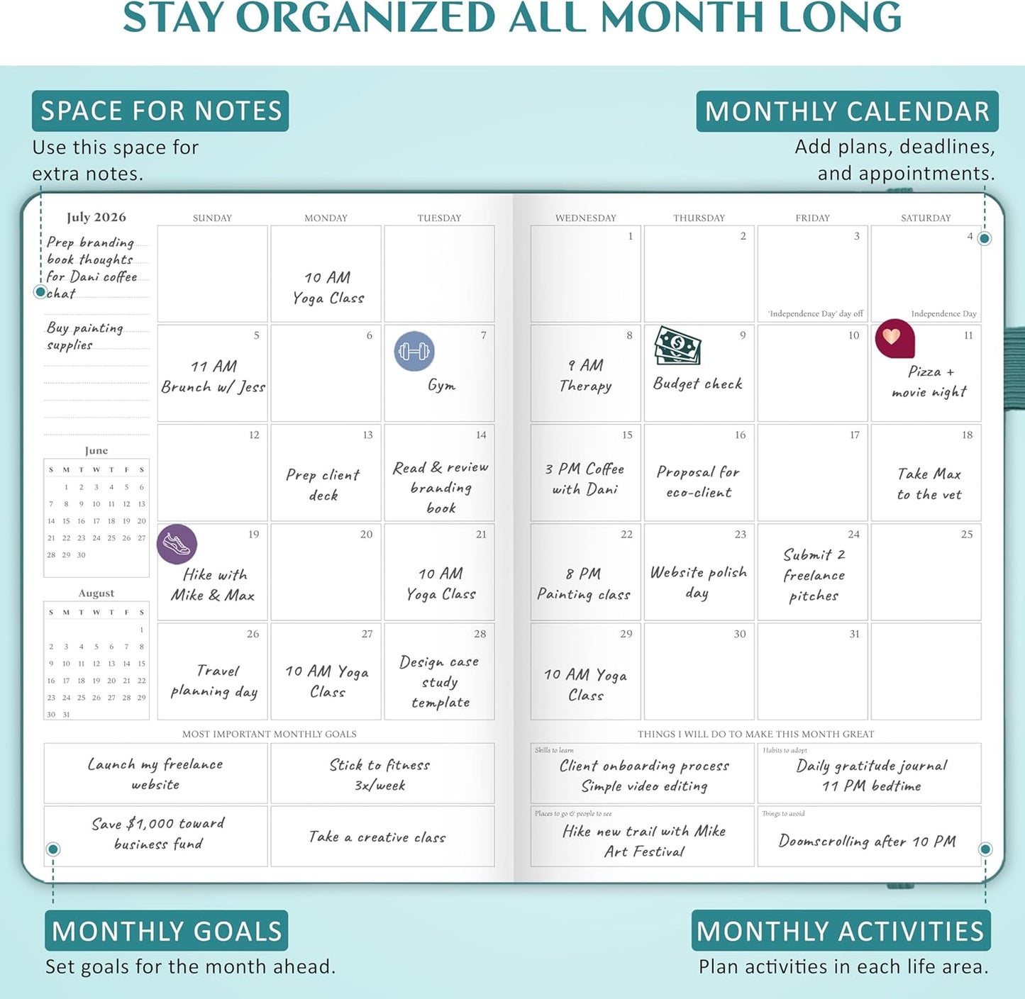 Legend Planner PRO Dated Jan 2026-Jan 2027 – Deluxe Weekly & Daily Organizer with Time Slots. Appointment Book Journal for Work & Time Management, A4 Hardcover (Viridian Green)