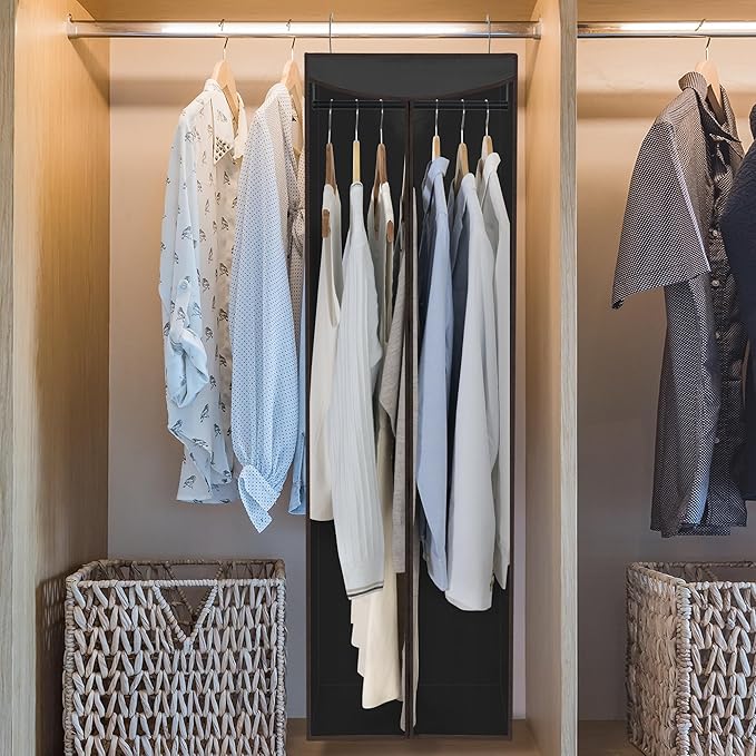 STORAGE MANIAC 2-Pack Hanging Garment Bag Zipper Cover with Sealed Clear Window, Long Garment Cover for Closet Storage Wardrobe Clothes Protector, Large Garment Storage Bag for Dresses,Suits, Black