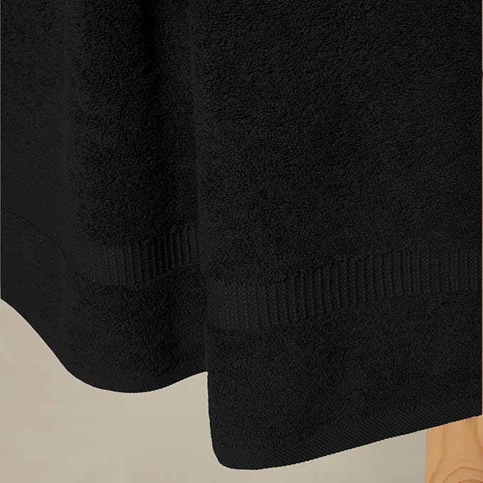 SALBAKOS 100% Turkish Cotton Bath Towel Set of 4 27x54 inch | Heirloom Quality | Hotel & Spa Collection | Ultra Soft, Super Absorbent, Long Lasting Bath Towels | Made in Turkey (Black, 4 Bath Towels)