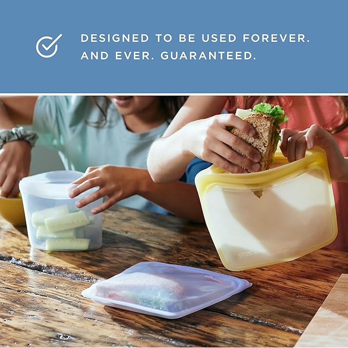 Stasher Premium Silicone Reusable Food Storage Bags & Lunch Bag, 3-Pack, Multi-Use Lunch Bag, Travel Containers, BPA Free, Leak-free, Dishwasher Safe, Eco-friendly