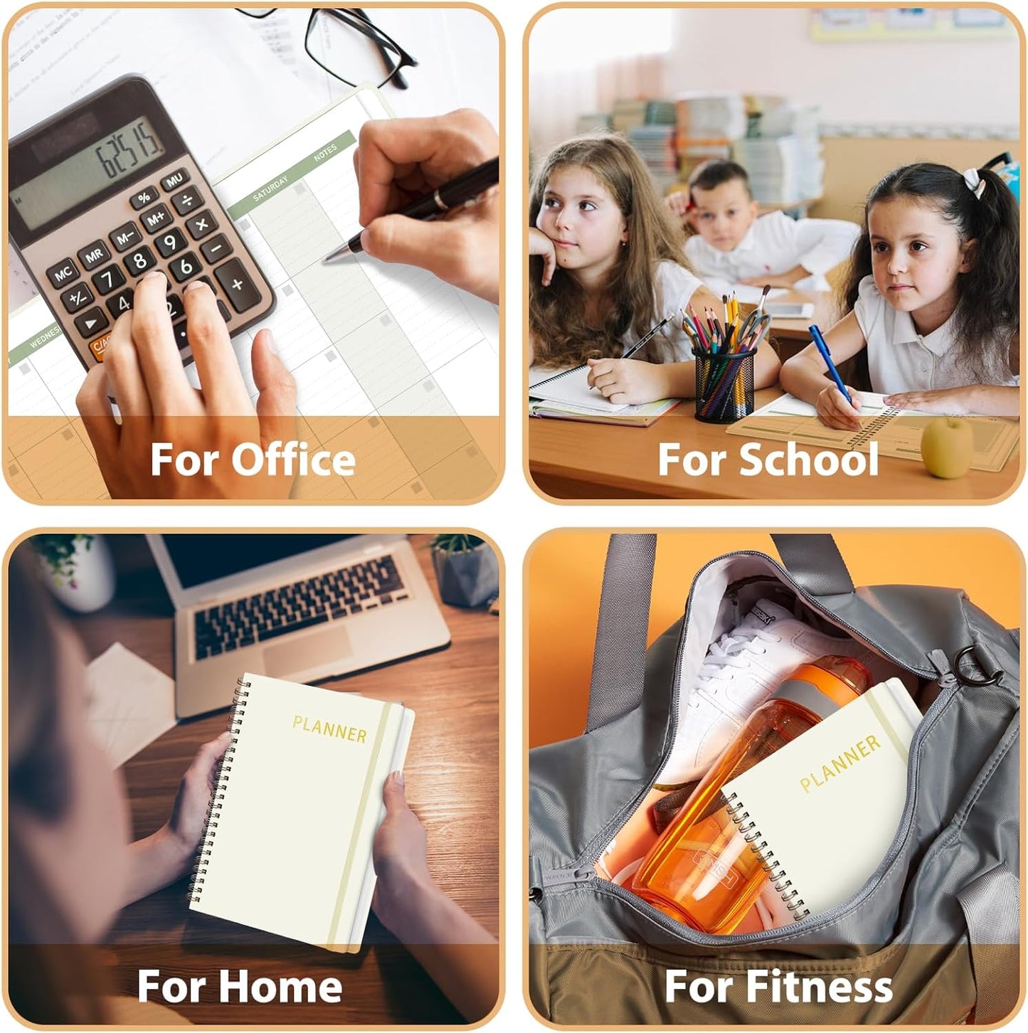 Undated Weekly Planner, Weekly To Do List Notebook with Goal, Organizer & Habit Tracker, A5 Daily Planner with Spiral Binding, Ideal for Office School Suppies (Beige)