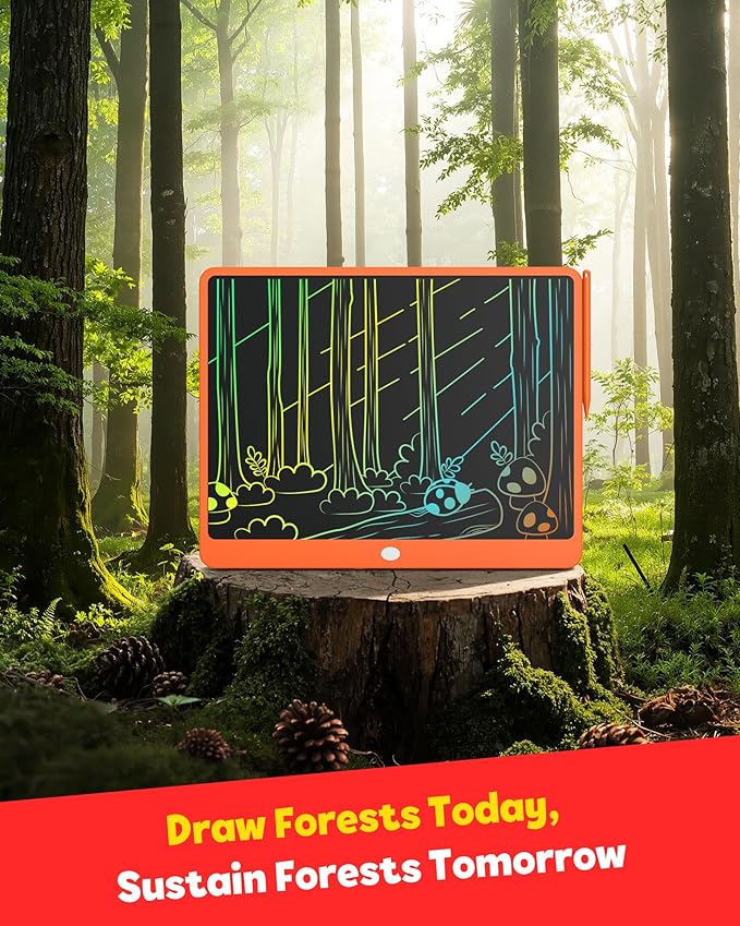 TEKFUN LCD Writing Tablet for Adults, Large Doodle Board, 16 Inch Colorful Drawing Tablet Writing Pad, Toddler Toys for 3 4 5 6 7 8 9 Year Old Girls Boys Teen, Birthday Gifts for Kids (Orange)