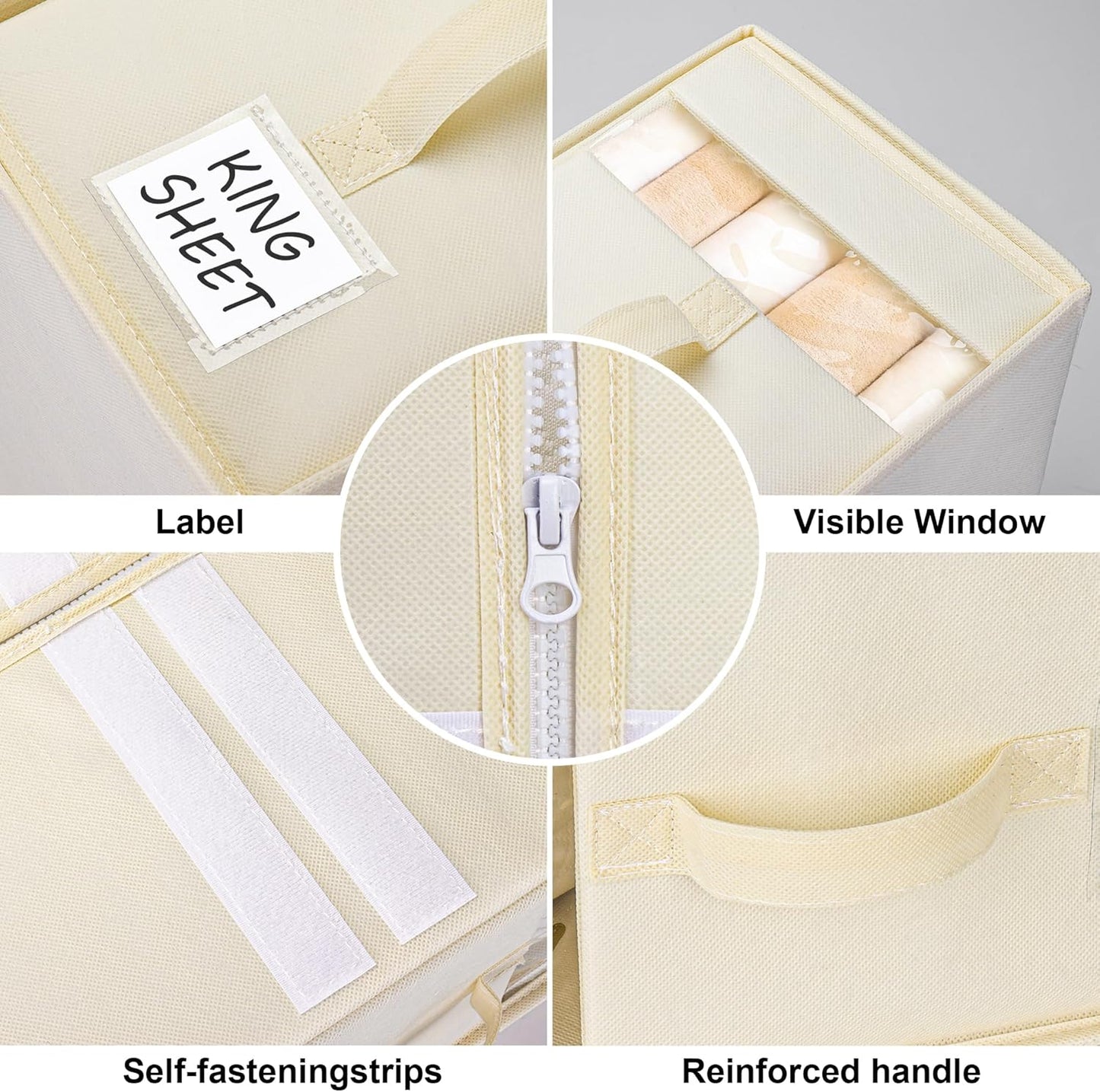 8 Pack Large Bed Sheet Organizers and Storage, (King & Queen Size) Sheet Organizer for Linen Closet, Foldable Bedding Storage Box with Window for Bedsheets, Blanket, Duvet Cover and Pillowcase